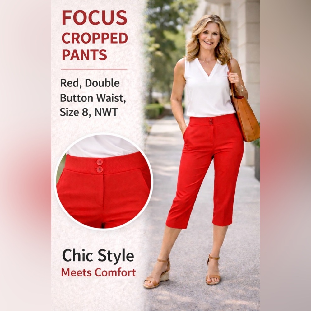 Women's Red Capri Pants NWT